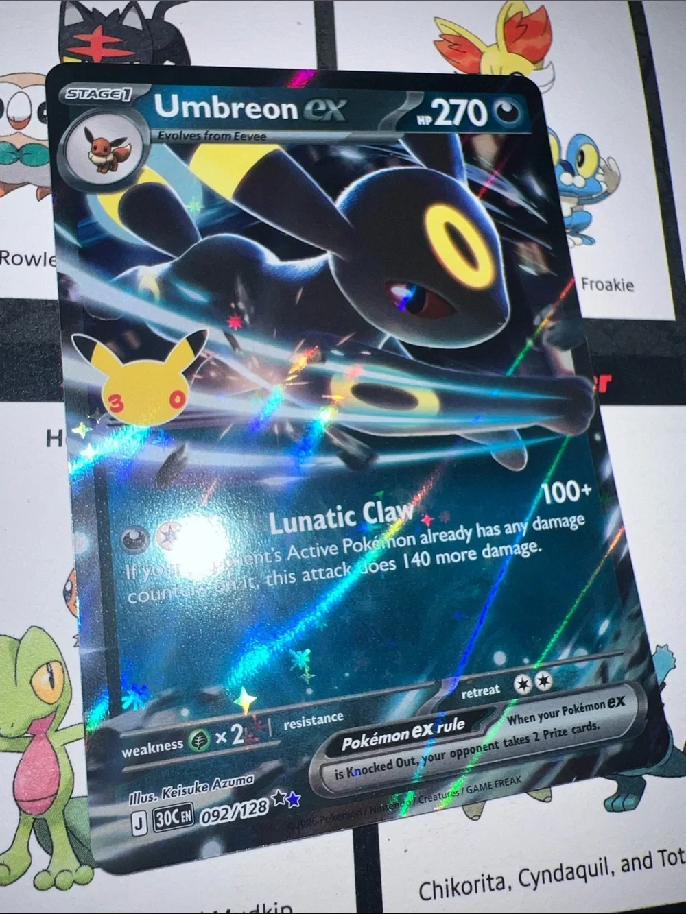 Pokemon Umbreon ex Holo Black and Yellow Foil Collectible Card